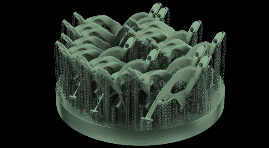 Picture of a small batch of manufactured components post 3D printing.